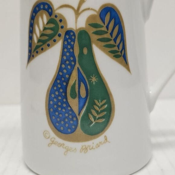 Georges Briard Creamer Forbidden Fruit Blue-green Pear with leaves Vintage MCM - Picture 3 of 7
